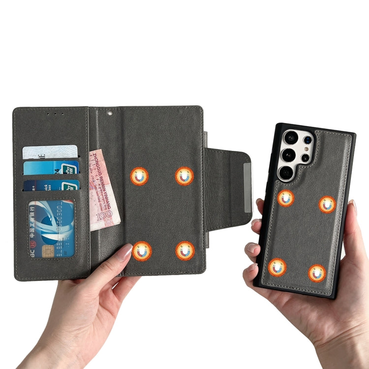 For Samsung Galaxy S25 5G Multifunctional 7-Card Wallet Leather Phone Case(Grey)