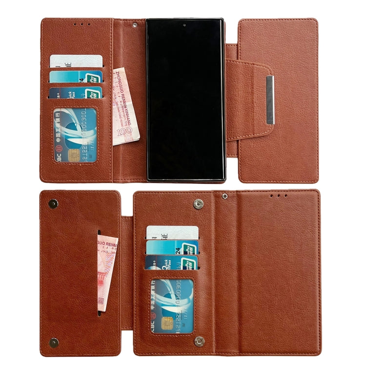 For Samsung Galaxy S25 5G Multifunctional 7-Card Wallet Leather Phone Case(Brown)