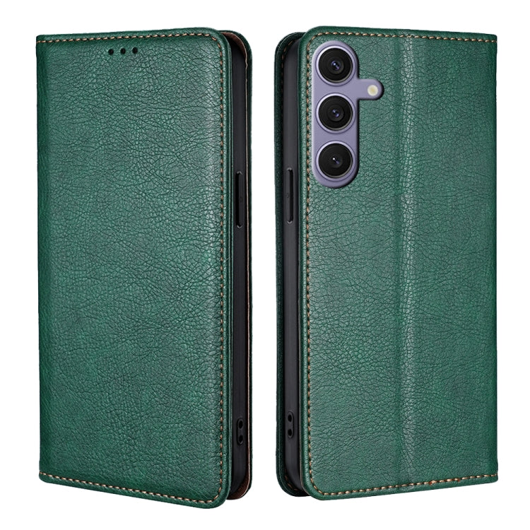 For Samsung Galaxy S25+ 5G Gloss Oil Solid Color Magnetic Leather Phone Case(Green)