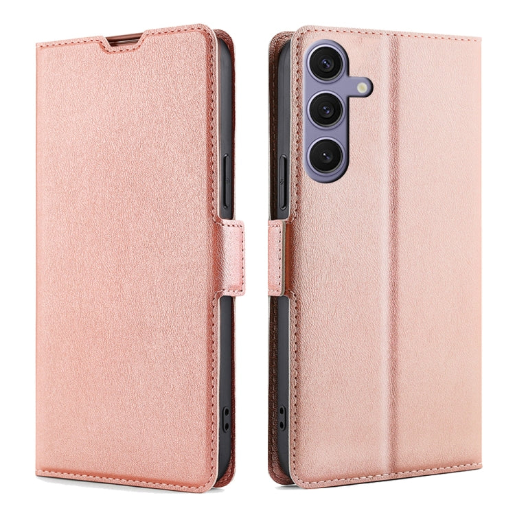 For Samsung Galaxy S25+ 5G Ultra-thin Voltage Side Buckle Horizontal Flip Leather Phone Case(Rose Gold)