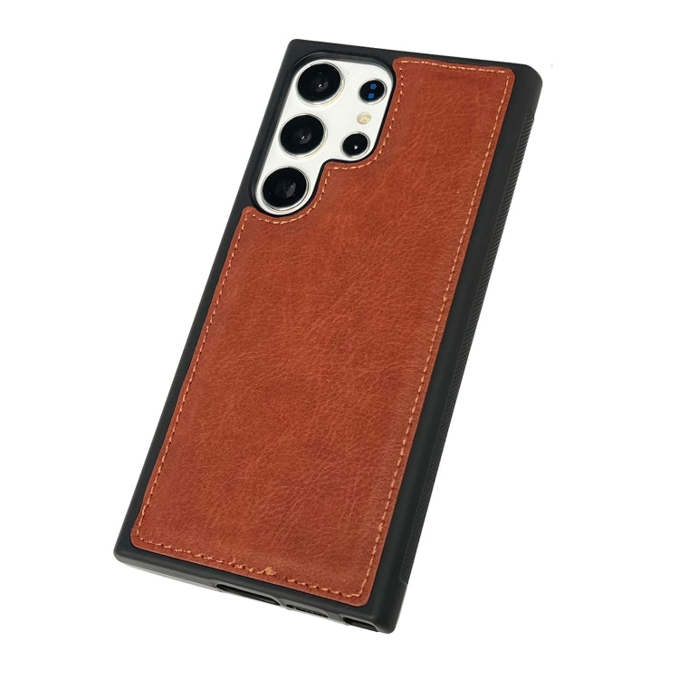 For Samsung Galaxy S25 Ultra 5G Cowhide Texture Back Cover Phone Case(Brown)
