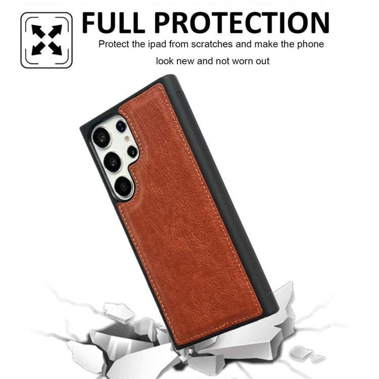 For Samsung Galaxy S25 5G Cowhide Texture Back Cover Phone Case(Brown) - Galaxy S25 5G Cases by PMC Jewellery | Online Shopping South Africa | PMC Jewellery | Buy Now Pay Later Mobicred
