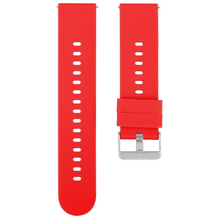 18mm Solid Color Steel Buckle Silicone Watch Band(Red)