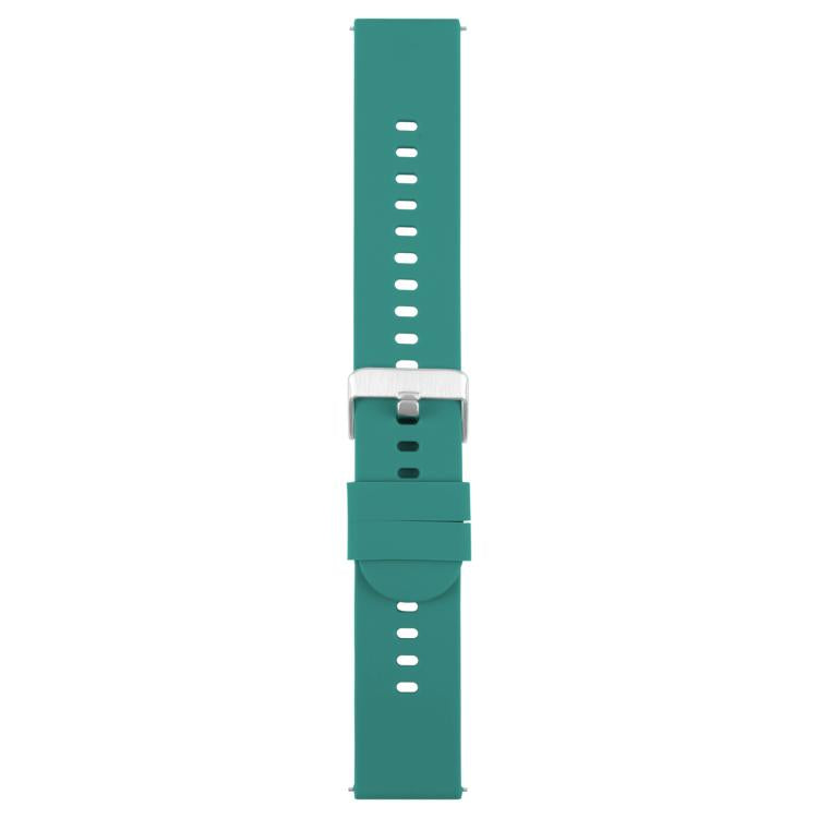 19mm Solid Color Steel Buckle Silicone Watch Band(Dark Green)