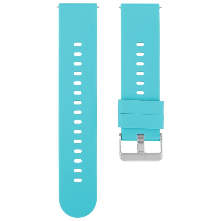 19mm Solid Color Steel Buckle Silicone Watch Band(Lake Blue)