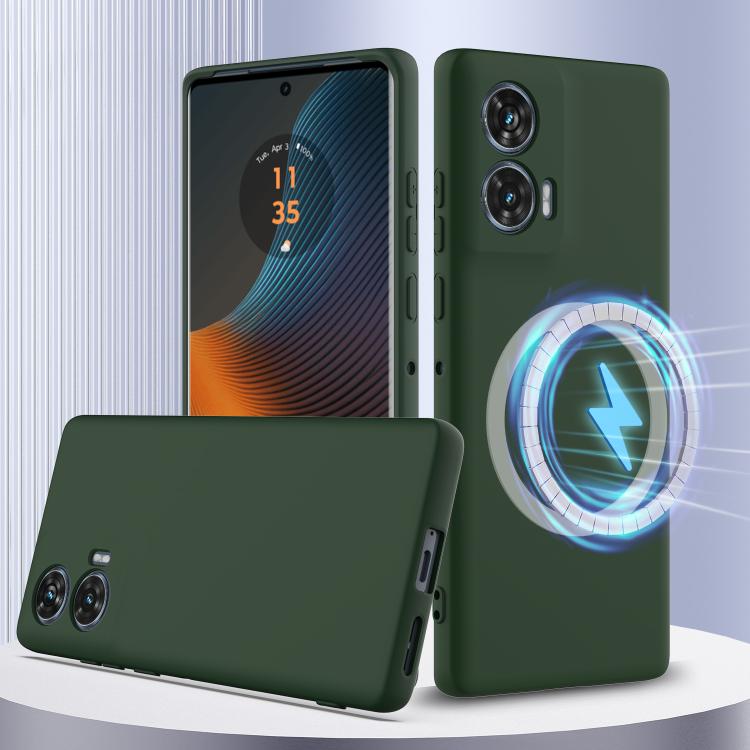 For Motorola Edge 50 Fusion Shockproof Silicone Magsafe Phone Case(Dark Green)
