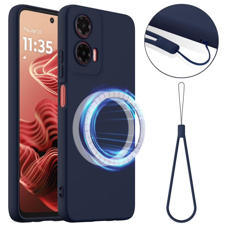 For Motorola Moto G35 5G Shockproof Silicone Magsafe Phone Case(Navy Blue)
