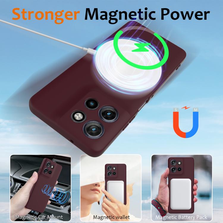 For Motorola Moto G Power 2025 Shockproof Silicone Magsafe Phone Case(Plum Color)