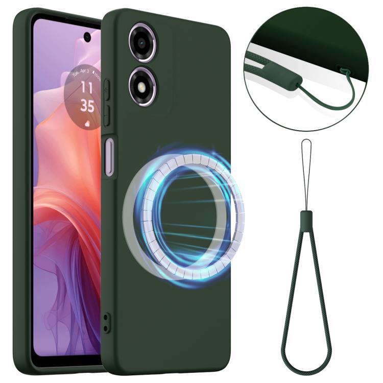 For Motorola Moto G04 / G04s / E14 4G Shockproof Silicone Magsafe Phone Case(Dark Green)