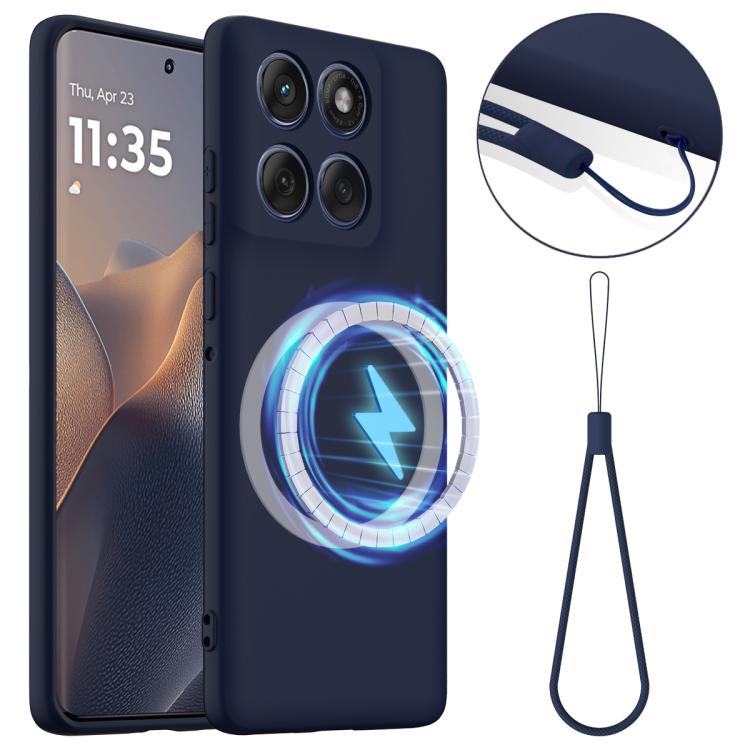For Motorola Edge 2025 5G Shockproof Silicone Magsafe Phone Case(Navy Blue)