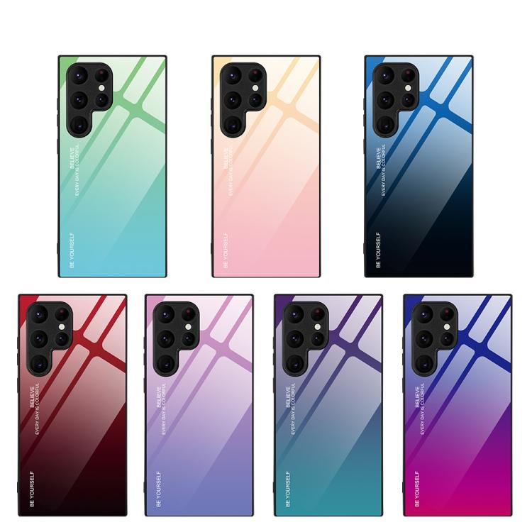 For Samsung Galaxy S25 Ultra 5G Gradient Color Glass Phone Case(Green Cyan) - free shipping - PMC Jewellery - Order now!