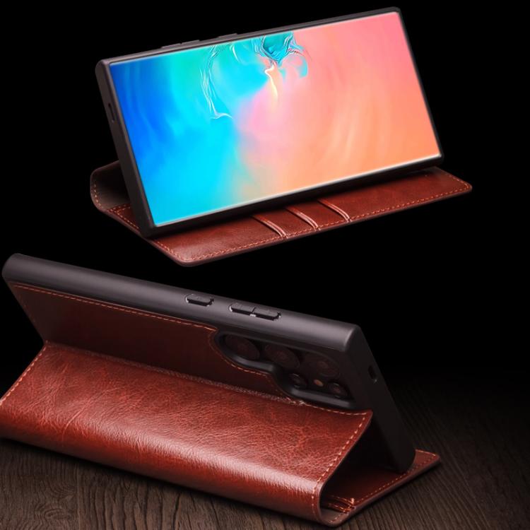 For Samsung Galaxy S25 Ultra 5G QIALINO Genuine Leather Phone Case(Brown)
