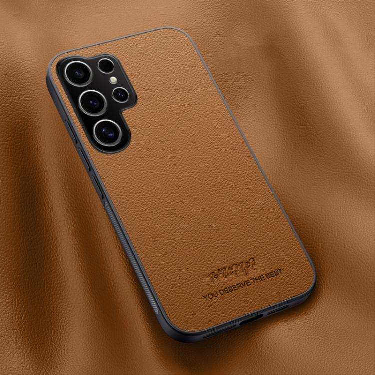 For Samsung Galaxy S25 Ultra 5G HUIYI Leather Magnetic Phone Case(Brown)