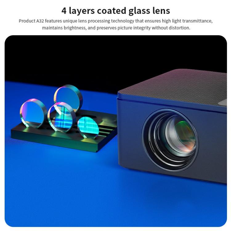 AUN A32 1280x720P 200ANSI D3100 CPU WIFI Display Smart Projector, UK Plug(Black) - LED Projector by AUN | Online Shopping South Africa | PMC Jewellery | Buy Now Pay Later Mobicred