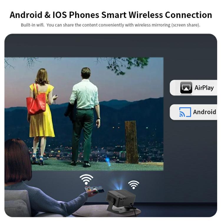 AUN A32 1280x720P 200ANSI D3100 CPU WIFI Display Smart Projector, US Plug(Black) - LED Projector by AUN | Online Shopping South Africa | PMC Jewellery | Buy Now Pay Later Mobicred