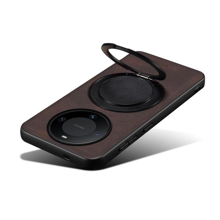 For Huawei Mate 60 Denior A14 Skin Feel Rotating Holder MagSafe Phone Case(Brown)
