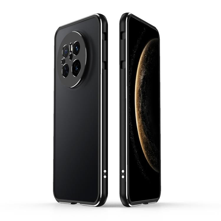 For Huawei Mate 70 Aurora Series Lens Protector + Metal Frame Phone Case(Black Silver)