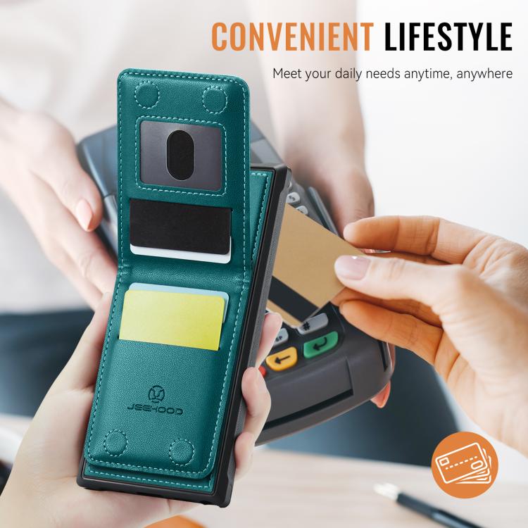 For Samsung Galaxy S25 Ultra 5G JEEHOOD J06 British Style RFID MagSafe Card Bag PU Phone Case(Green)