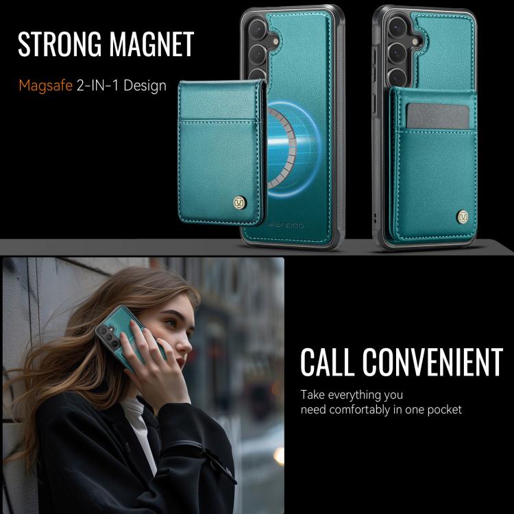 For Samsung Galaxy S25+ 5G JEEHOOD J06 British Style RFID MagSafe Card Bag PU Phone Case(Green) - Galaxy S25+ 5G Cases by JEEHOOD | Online Shopping South Africa | PMC Jewellery | Buy Now Pay Later Mobicred