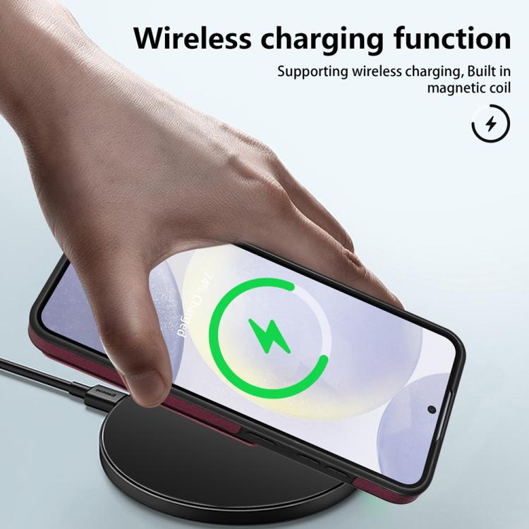 For Samsung Galaxy S25+ 5G Skin Feel Detachable Card Bag Magsafe Phone Case(Wine Red) - free shipping - PMC Jewellery - Order now!