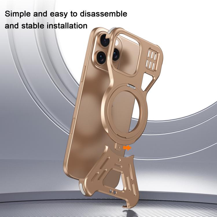 For iPhone 16 Armor 360 Holder Frameless Alloy MagSafe Phone Case(Black) - iPhone 16 Cases by PMC Jewellery | Online Shopping South Africa | PMC Jewellery | Buy Now Pay Later Mobicred