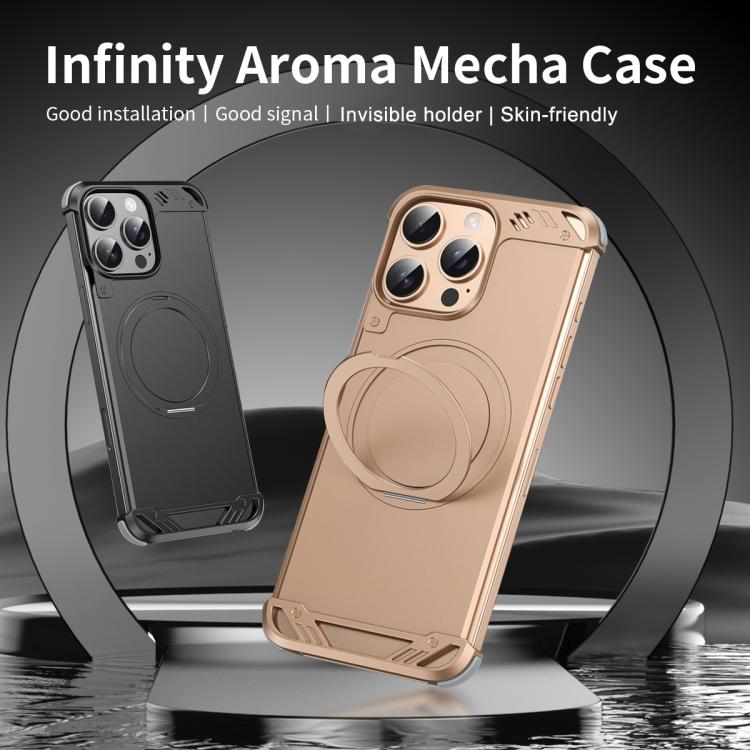 For iPhone 13 Pro Max R-JUST RJ63-1 Frameless Aroma Mecha MagSafe Holder Phone Case(Silver) - free shipping - PMC Jewellery - Order now!