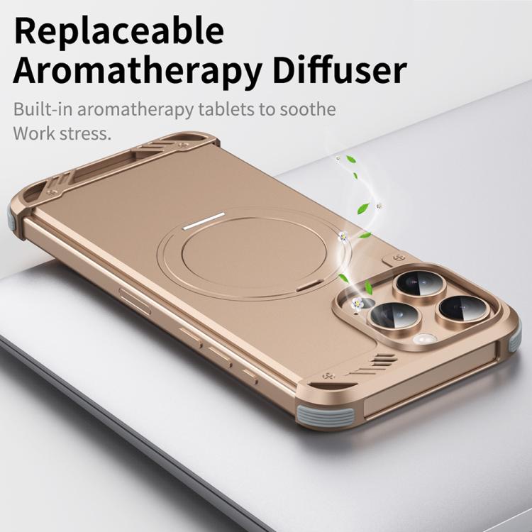 For iPhone 13 Pro Max R-JUST RJ63-1 Frameless Aroma Mecha MagSafe Holder Phone Case(Silver) - free shipping - PMC Jewellery - Order now!