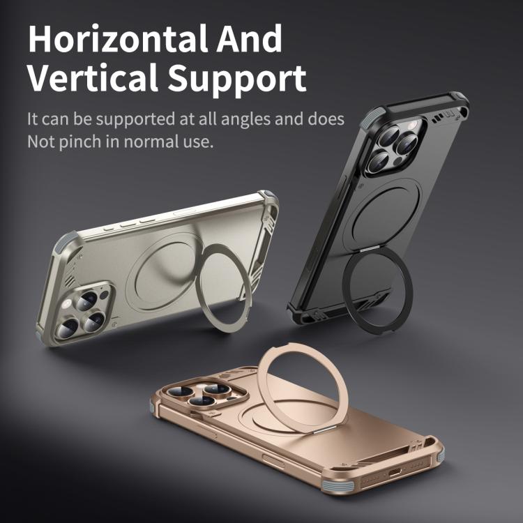 For iPhone 13 Pro Max R-JUST RJ63-1 Frameless Aroma Mecha MagSafe Holder Phone Case(Silver) - free shipping - PMC Jewellery - Order now!