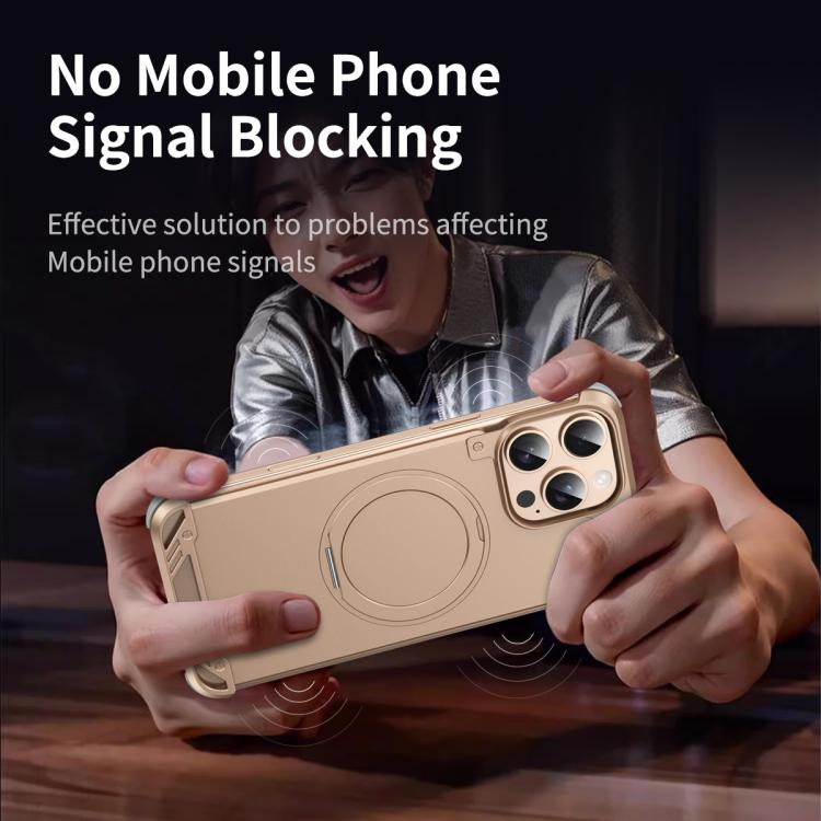 For iPhone 13 Pro Max R-JUST RJ63-1 Frameless Aroma Mecha MagSafe Holder Phone Case(Silver) - free shipping - PMC Jewellery - Order now!