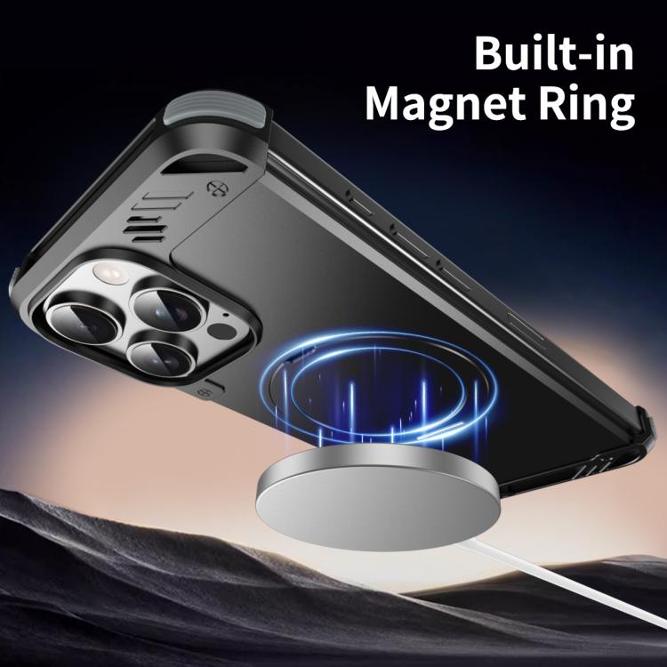 For iPhone 13 Pro Max R-JUST RJ63-1 Frameless Aroma Mecha MagSafe Holder Phone Case(Silver) - free shipping - PMC Jewellery - Order now!