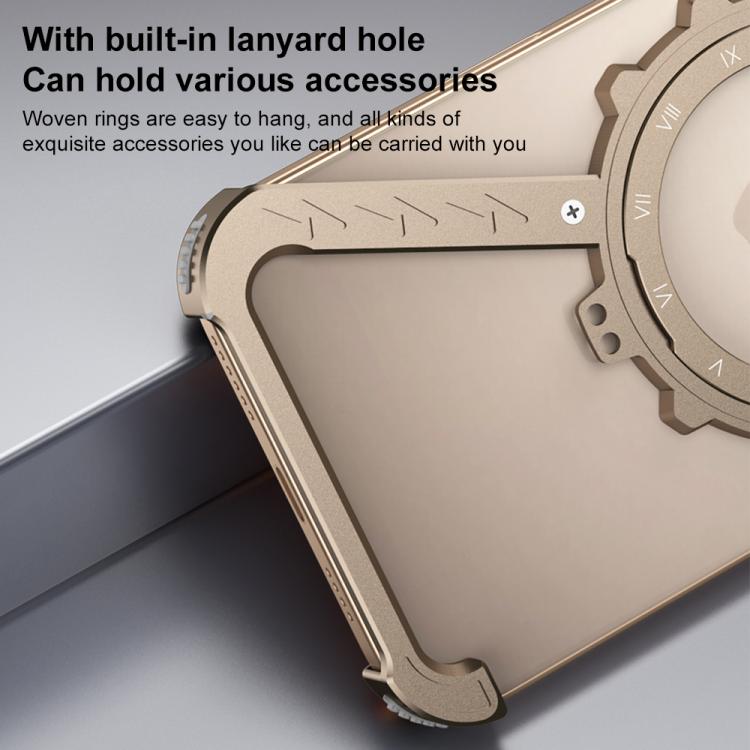 For iPhone 13 Pro Z-shaped Frameless Metal 360 Holder MagSafe Phone Case(Space Silver) - iPhone 13 Pro Cases by PMc TechLife | Online Shopping South Africa | PMc TechLife | Buy Now Pay Later Mobicred