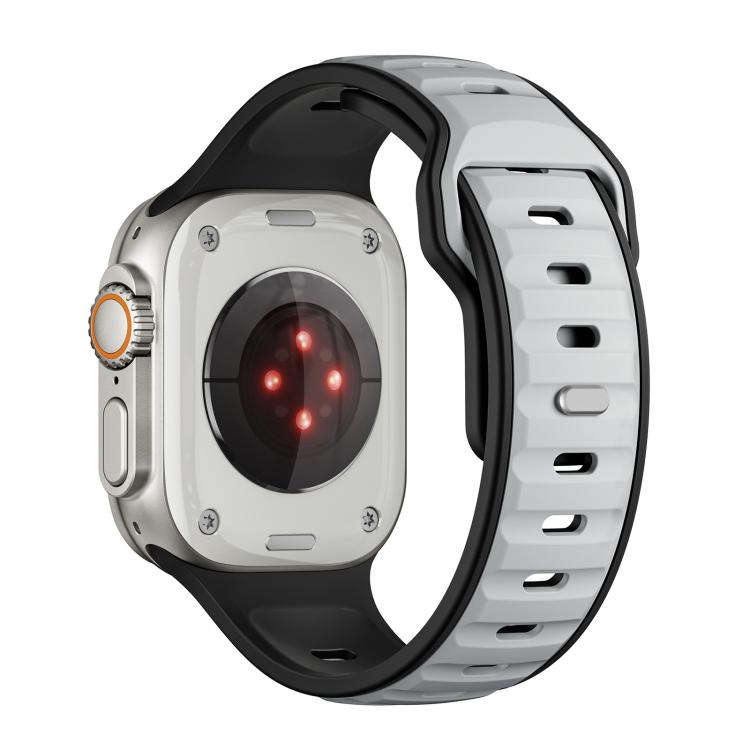 For Apple Watch 42mm / 41mm / 40mm / 38mm Norman Buckle Two-color Silicone Watch Band(Light Grey Black)