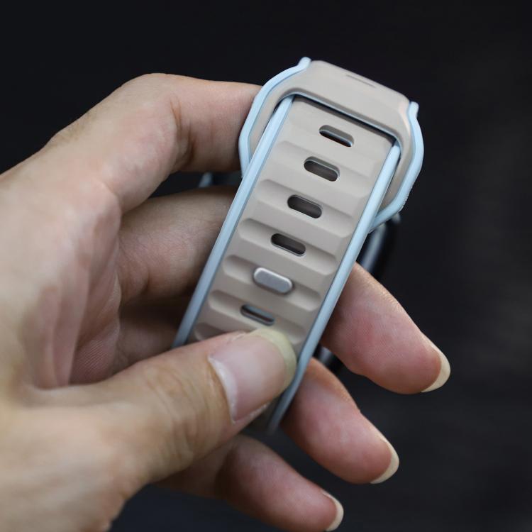 For Apple Watch 46mm / 49mm / 45mm / 44mm Norman Buckle Two-color Silicone Watch Band(Light Blue Coffee)
