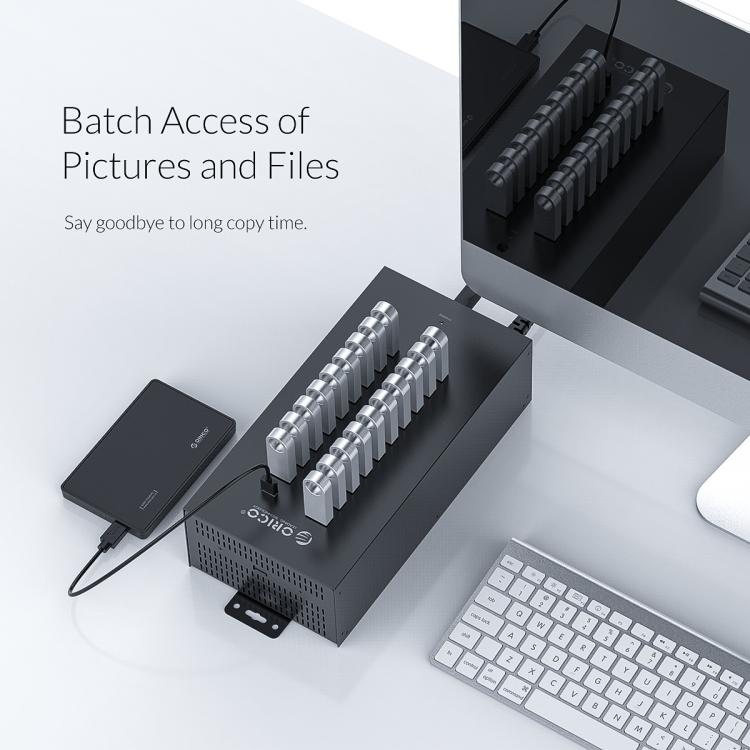 ORICO IH20P Industrial Grade 20 Ports USB 2.0 Hub, Plug:AU Plug(Black)