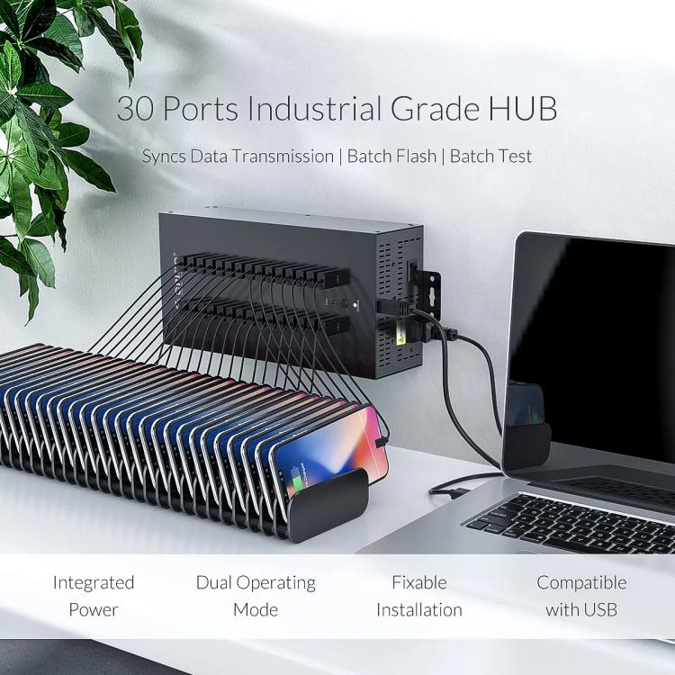 ORICO IH30P Industrial Grade 30 Ports USB 2.0 Hub, Plug:AU Plug(Black)