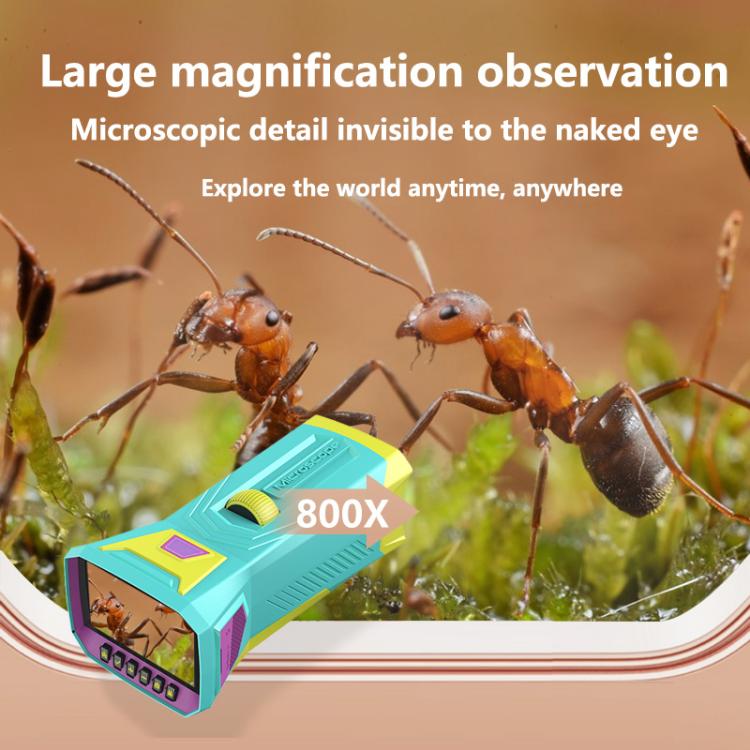 X1 3 inch HD Screen 800X Magnification Kids Microscope(Green) - free shipping - PMC Jewellery - Order now!