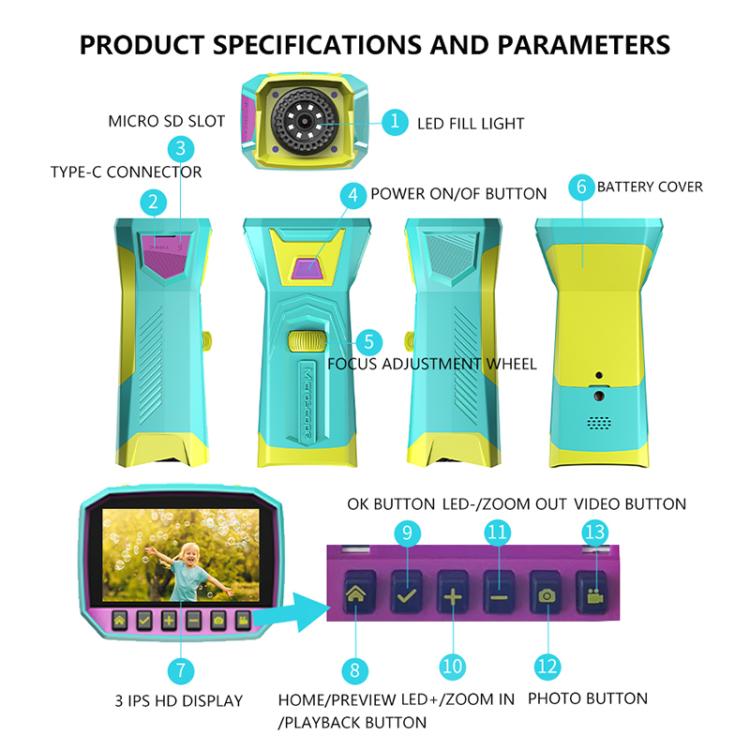 X1 3 inch HD Screen 800X Magnification Kids Microscope(Green) - free shipping - PMC Jewellery - Order now!