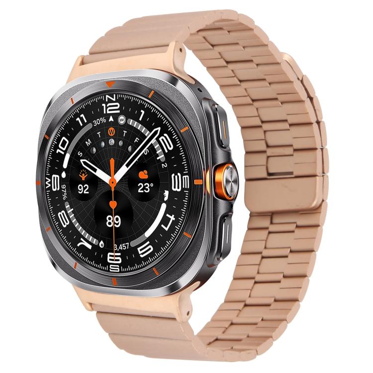 For Samsung Galaxy Watch Ultra 47mm Bamboo Stainless Steel Magnetic Watch Band(Rose Gold)