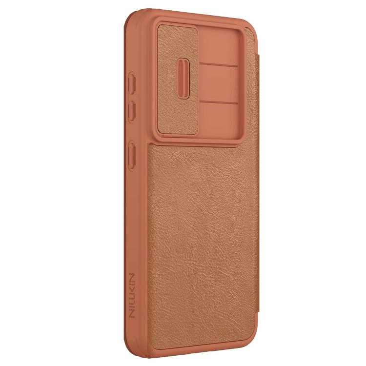 For Samsung Galaxy S25+ 5G NILLKIN QIN Series Pro Sliding Camera Cover Design Leather Phone Case(Brown) - free shipping - PMC Jewellery - Order now!