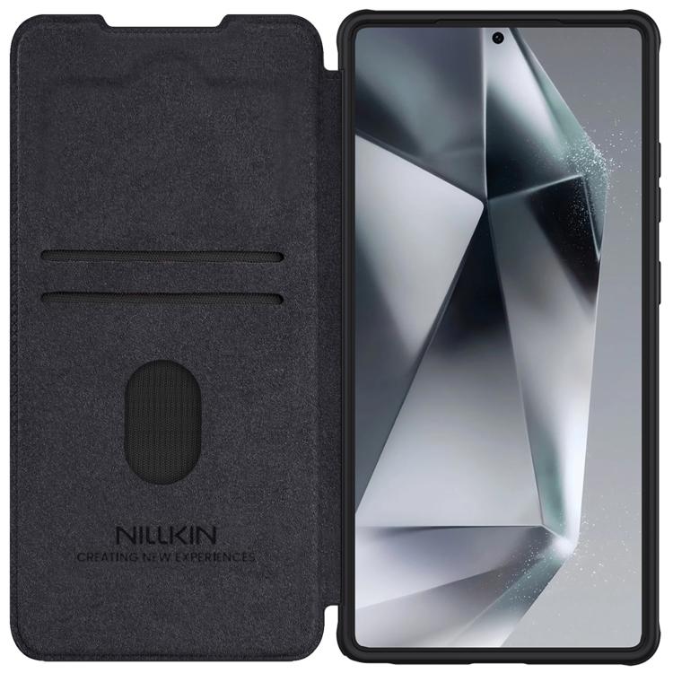 For Samsung Galaxy S25 Ultra 5G NILLKIN QIN Series Pro Sliding Camera Cover Design Leather Phone Case(Black)