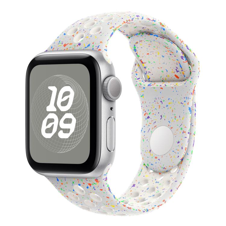 For Apple Watch 42mm / 41mm / 40mm / 38mm Coloful Silicone Watch Band(White Platinum)