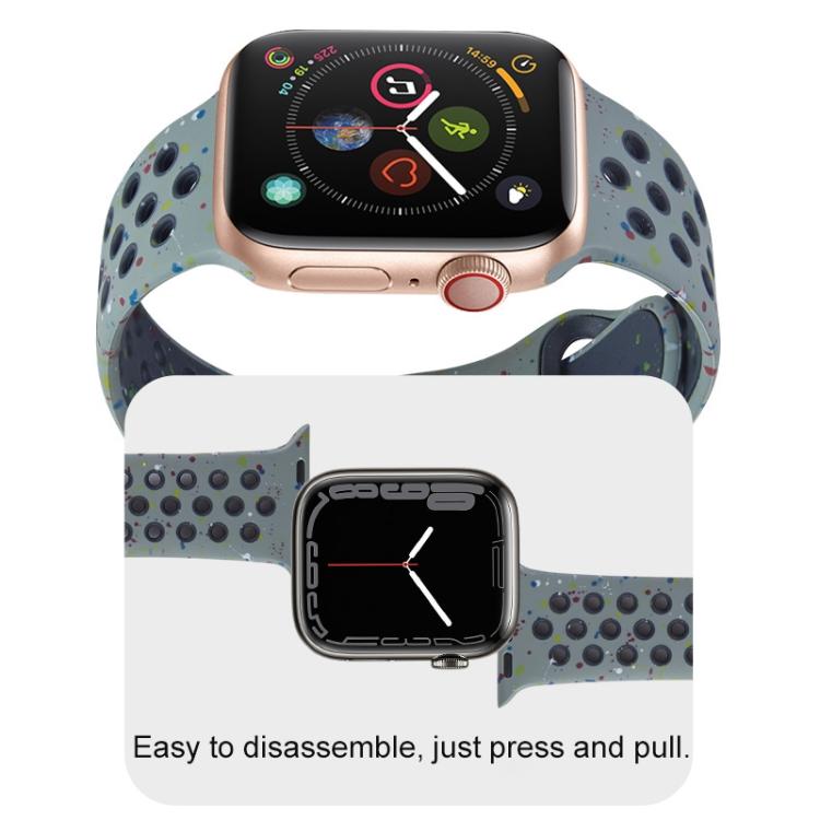 For Apple Watch 46mm / 49mm / 45mm / 44mm Coloful Silicone Watch Band(Dark Blue Mango)