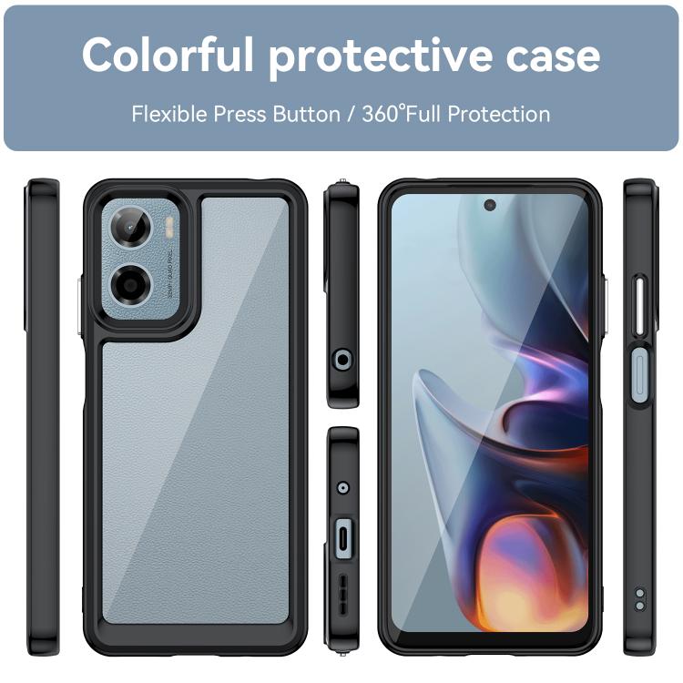 For Motorola Moto G05 Colorful Series Acrylic Hybrid TPU Phone Case(Black)