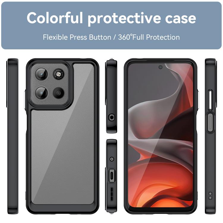 For Motorola Moto G15 Colorful Series Acrylic Hybrid TPU Phone Case(Black)