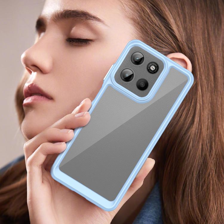 For Motorola Moto G15 Colorful Series Acrylic Hybrid TPU Phone Case(Blue)
