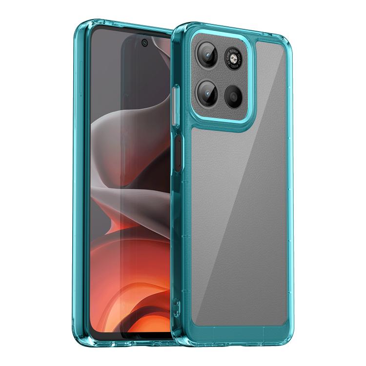 For Motorola Moto G15 Colorful Series Acrylic Hybrid TPU Phone Case(Transparent Blue)