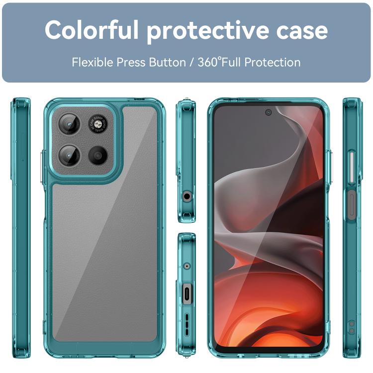 For Motorola Moto G15 Colorful Series Acrylic Hybrid TPU Phone Case(Transparent Blue)