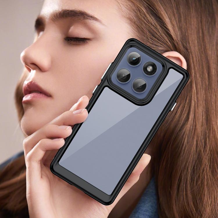 For Motorola Edge 60 Pro Colorful Series Acrylic Hybrid TPU Phone Case(Black)