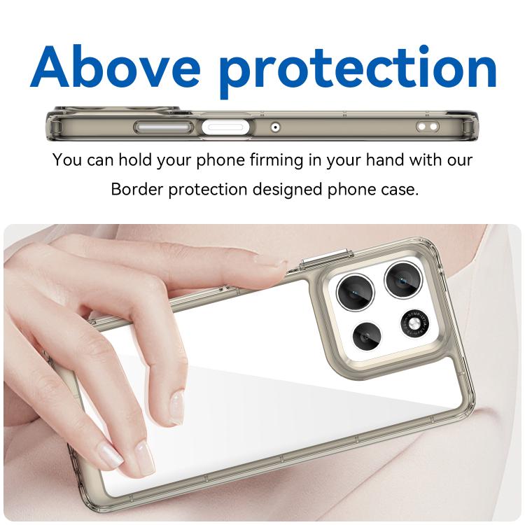 For Motorola Moto G66j 5G Colorful Series Acrylic Hybrid TPU Phone Case(Transparent Grey)