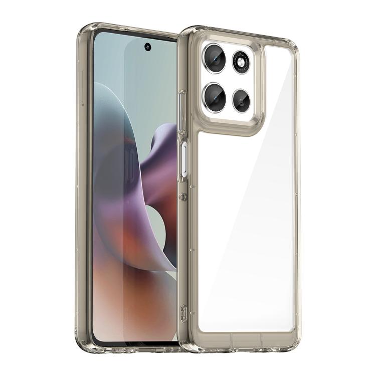 For Motorola Moto G66y 5G Colorful Series Acrylic Hybrid TPU Phone Case(Transparent Grey)
